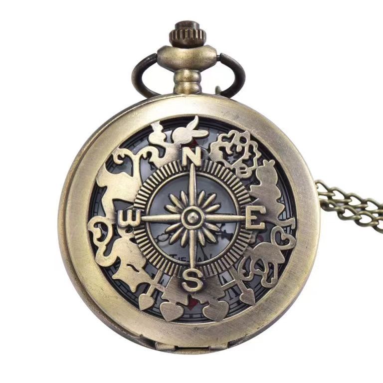 Boshiya Antique Vintage New Fashion Bronze Quartz Pocket Watch Dial Position Pocket Watches Gift for Men Pendant Necklace
